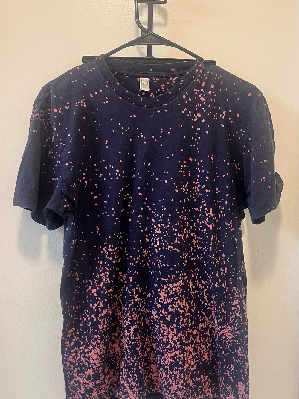 American Apparel Navy T-Shirt with Pink Splatter Design